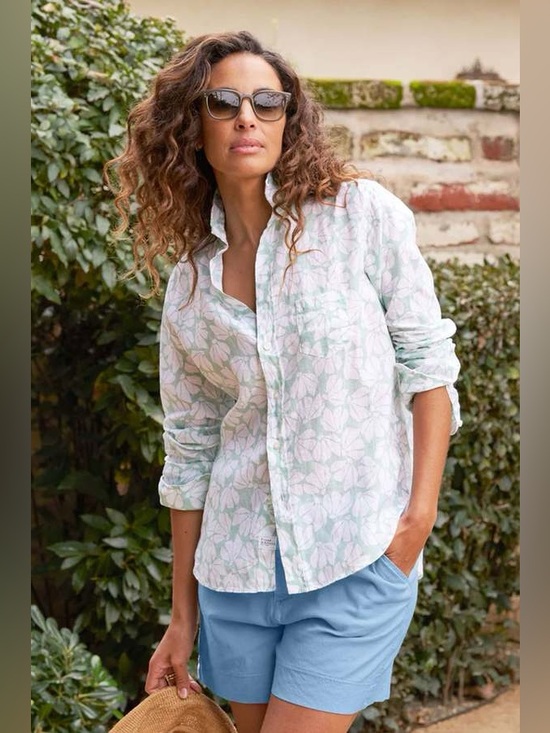 Frank & Eileen Tops - Frank & Eileen Eileen Mint Floral Linen Button Up Shirt Medium Italy